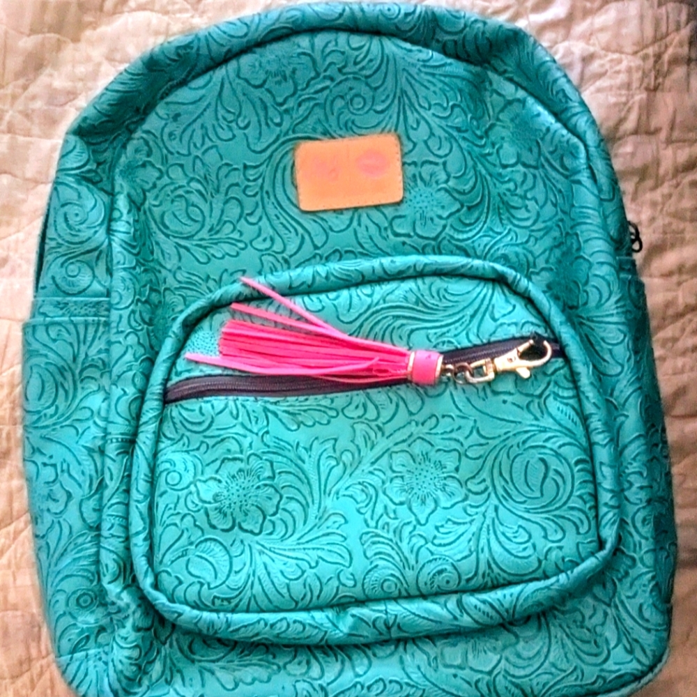 Makeup Junkie Leather Bag Backpack Teal
